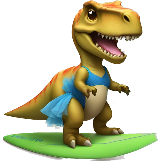 T-rex wearing a tutu on a surfboard  emoji