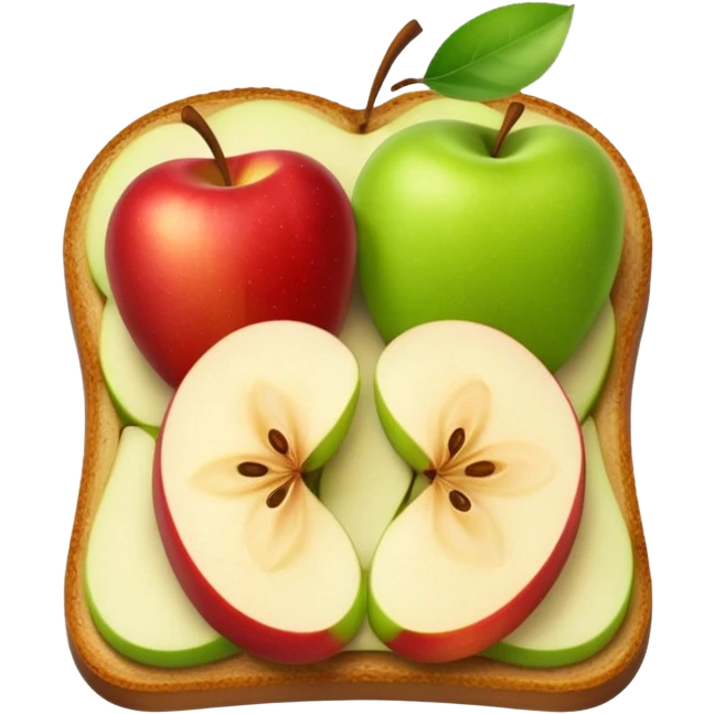 toast with apple slices on top, bright colors, no text emoji