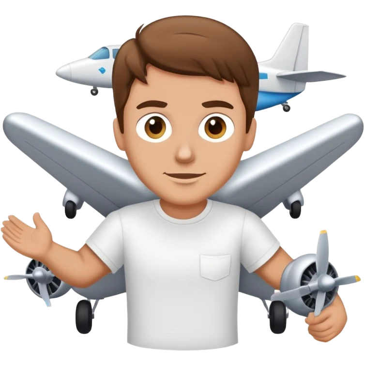 White man with brown hair in a white tshirt flying a plane with an ARR banner behind the plane emoji