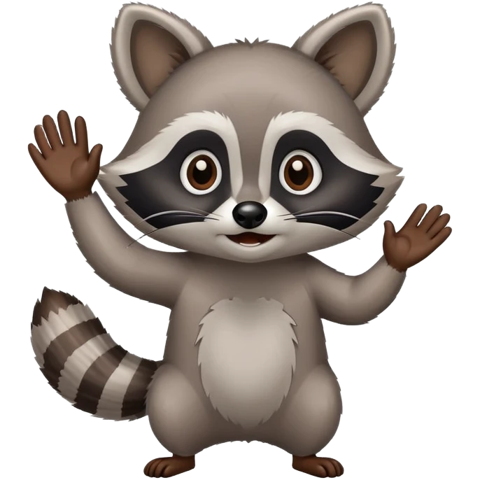 raccoon waving enthusiastically emoji