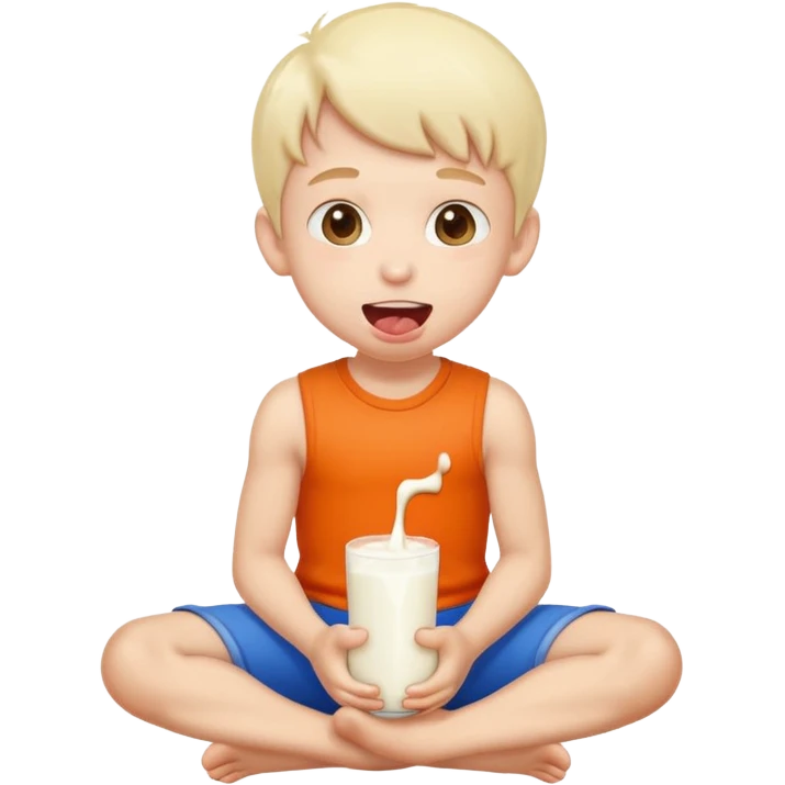 Make a person on their knees tongue out covered in white, milk. Make it a boy. emoji