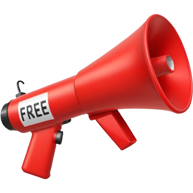 free ad, megaphone with free sign emoji