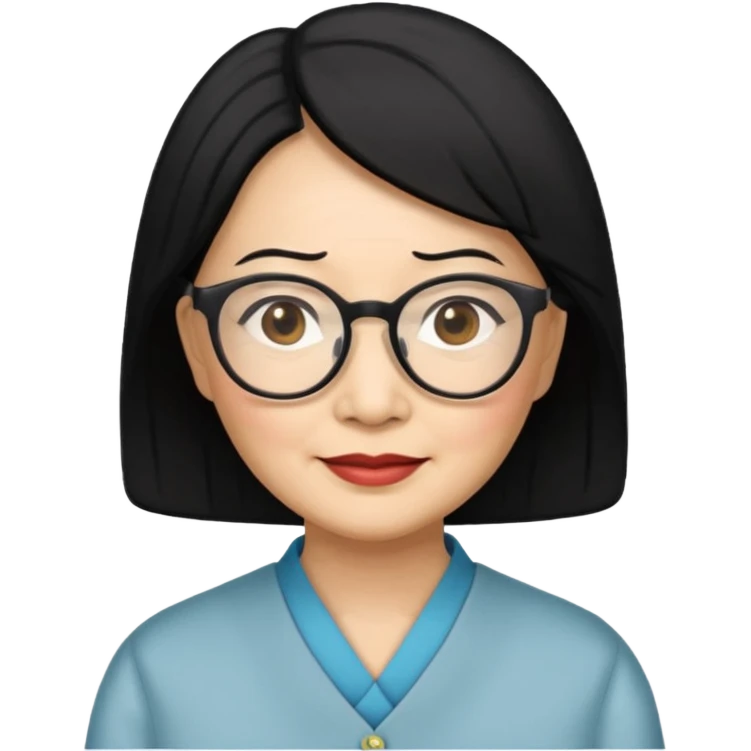 black hair Elder asian woman with glasses emoji