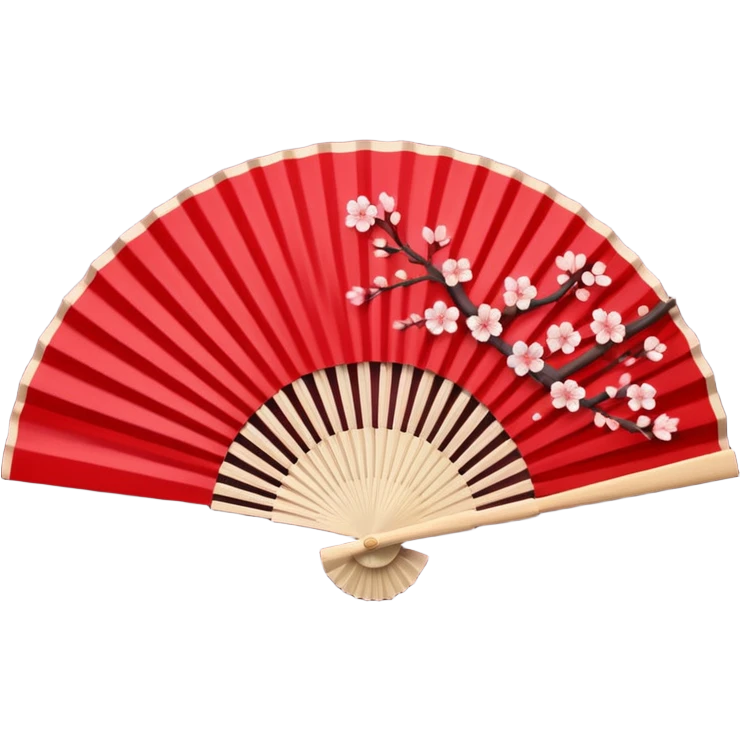 dark red Chinese fan with sakura emoji