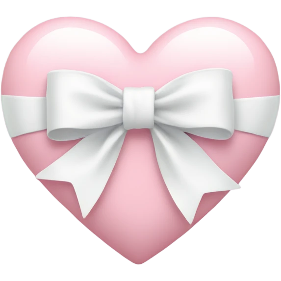 Pastel pink heart with white bow emoji