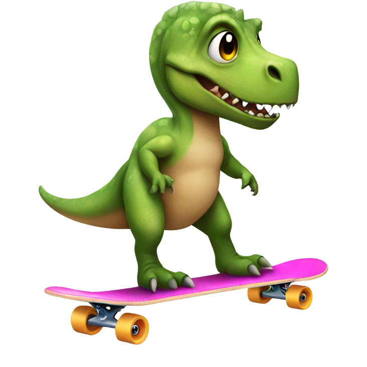 Dinosaur on a skateboard wearing a tutu emoji