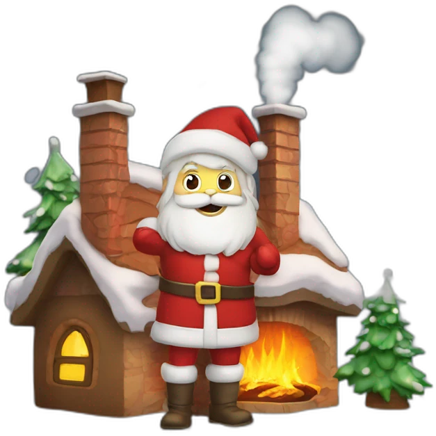 père noël sortant d'une cheminée emoji