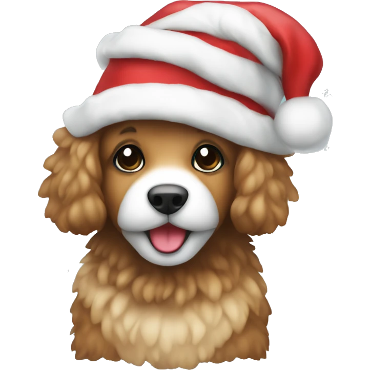 Pudel with a christmas hat emoji