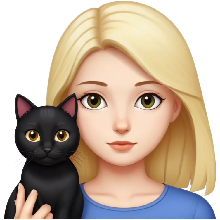 girl with black cat emoji