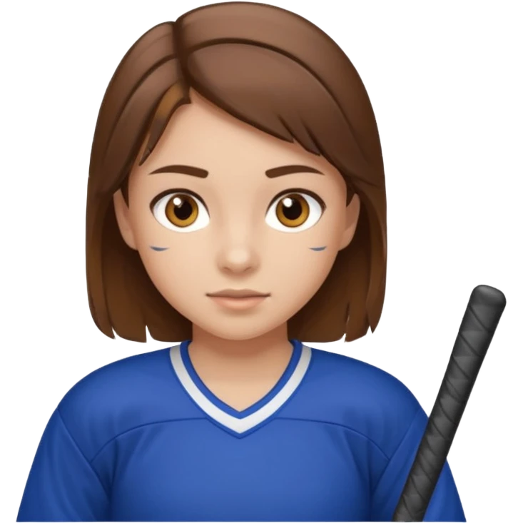ragazza che gioca a hockey con occhi marroni e capelli castani sull età di 11/12 anni emoji