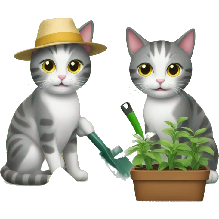 two cats gardening emoji