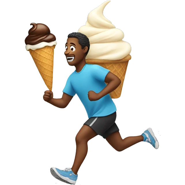 Person running with an ice cream emoji