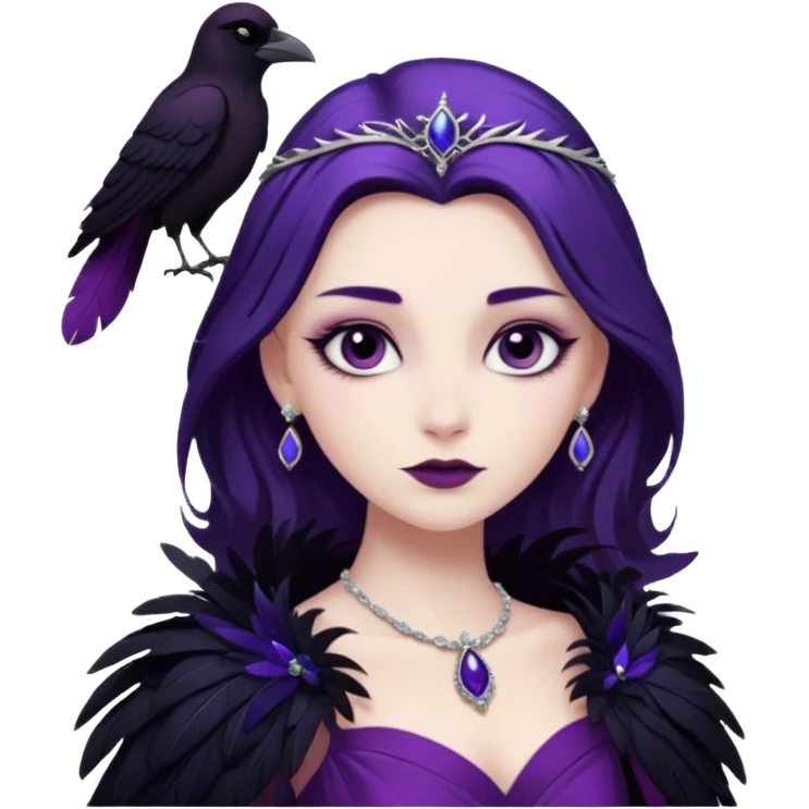 Raven Princess – feather brooch + plum gown,Shadow Princesses. emoji