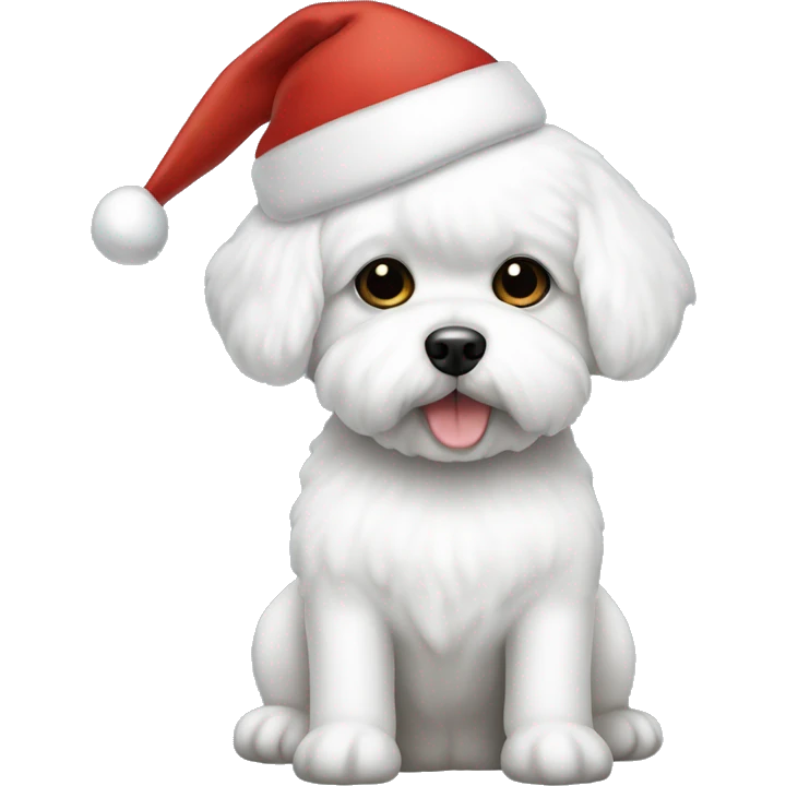 bichon dog-sitting-christmas hat emoji