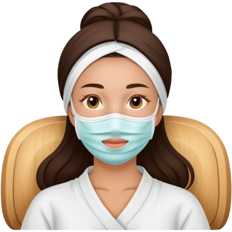 Lady with face mask spa beauty full face relaxing emoji