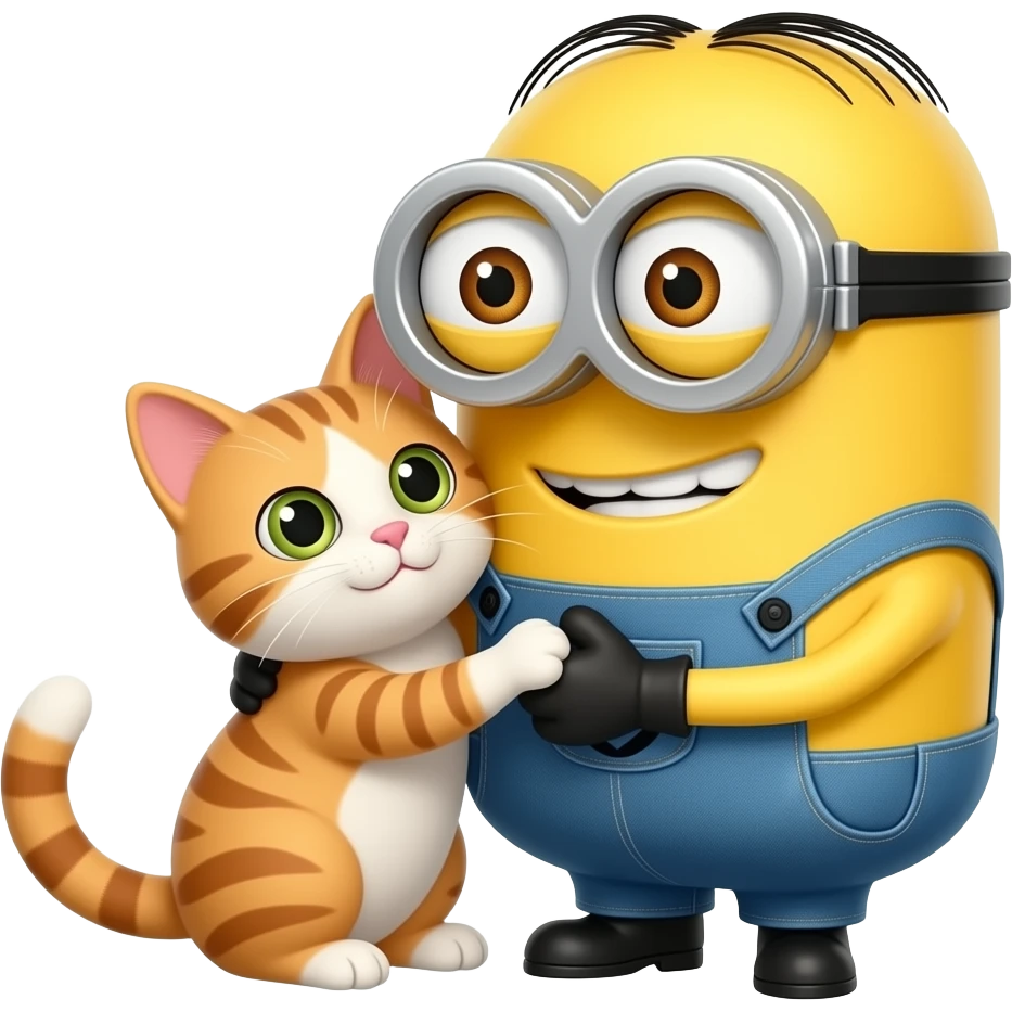 Minion abraçando o gato emoji
