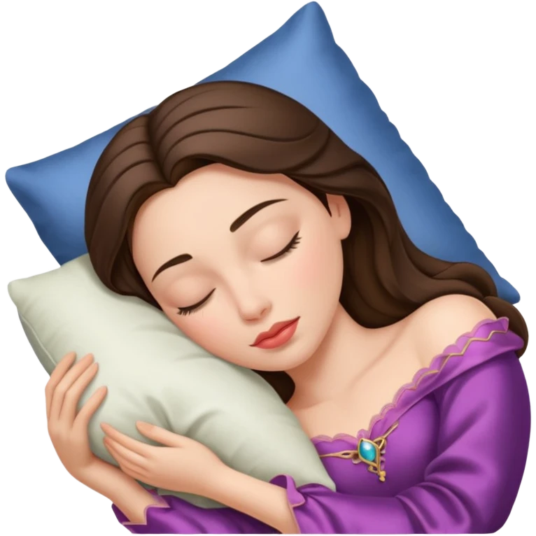 sleeping beauty brunette white girl with a silk pillow emoji