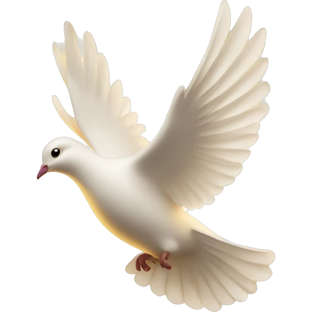 Flying white dove in golden light  emoji