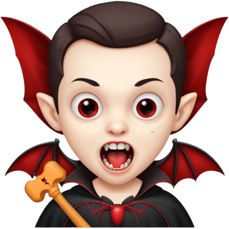 vampire royal child with toy bat open mouth emoji
