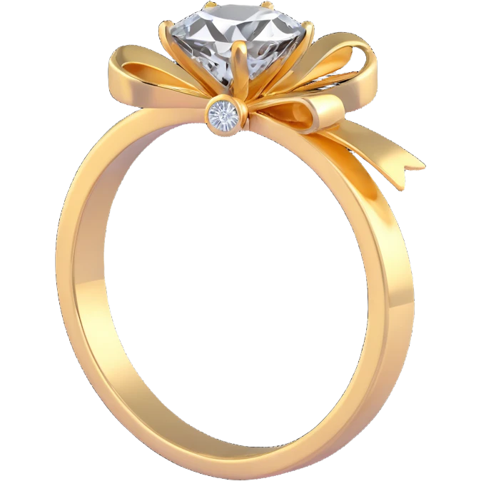 A pink diamond ring in a bow shape, similar to the reference image emoji