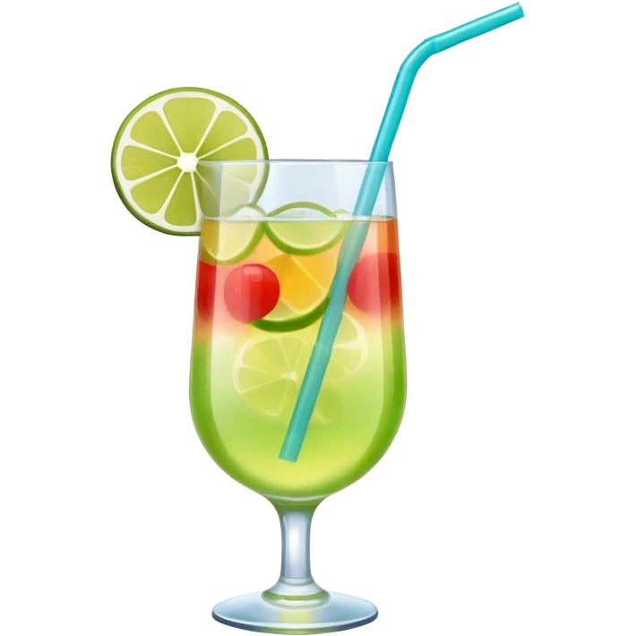minimalistic beach cocktail emoji, with a colorful straw emoji