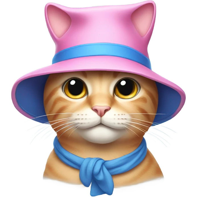 pink cat in blue hat emoji