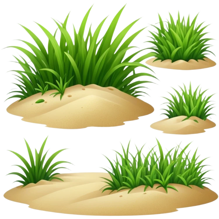 generate realistic detailed grass in 3d style with small sand  emoji