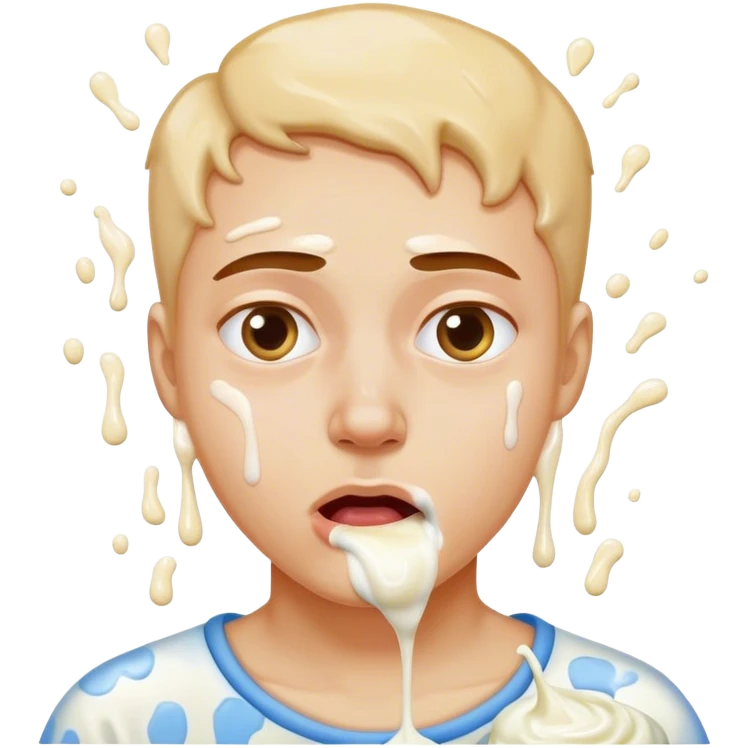 A groaning face with splotches of yogurt on it emoji
