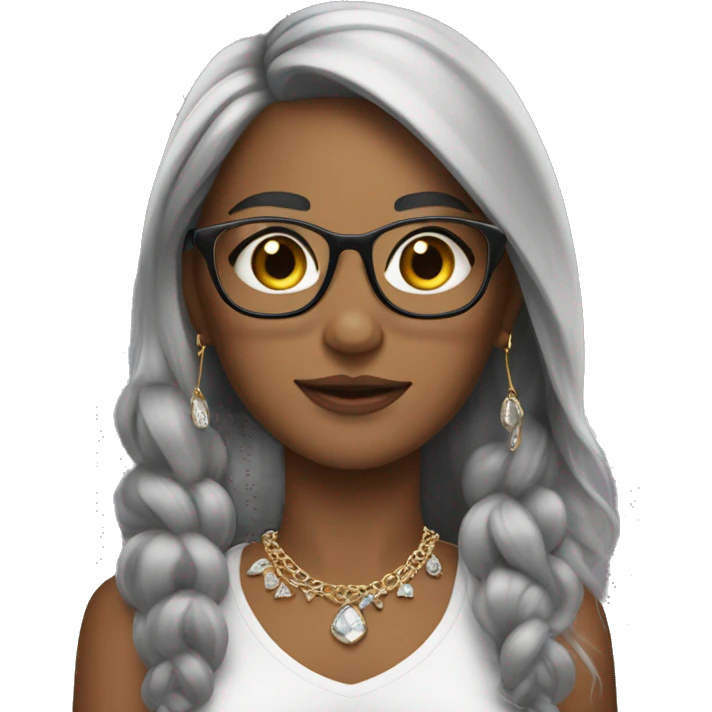 girl with jewelry add hoop earrings make skin a bit lighter and hair gray add glasses  emoji