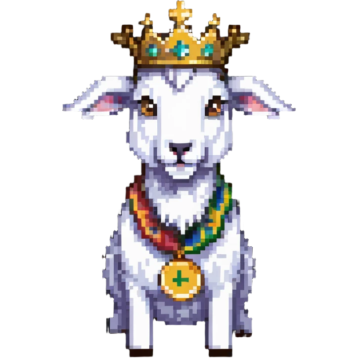 goat wearing a crown and gold medal emoji