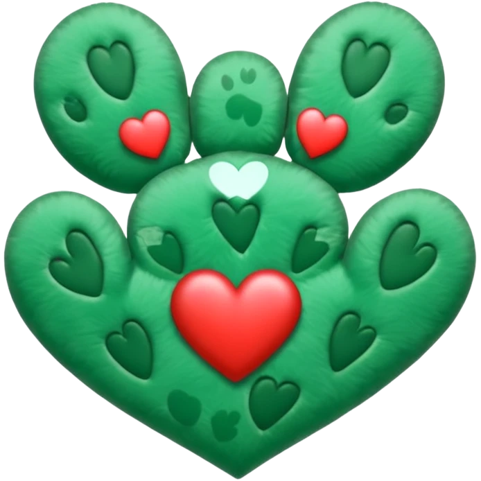 G.reen paw print with a heart emoji