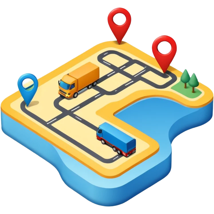 create a realistic emoji showing a map with a route for a logistic company emoji