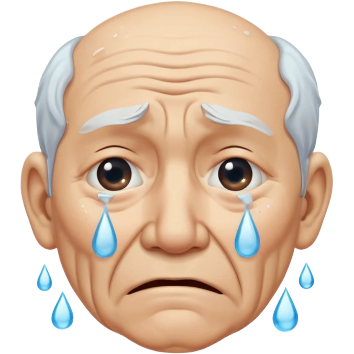 old man crying with water droplet tears in eyes  emoji
