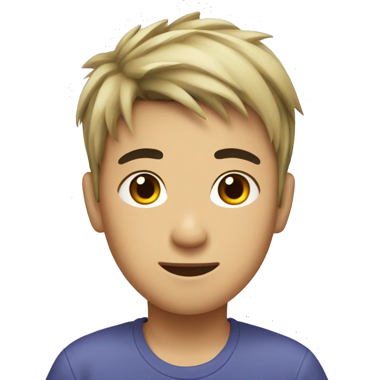 asian boy with black and very short spiky hair emoji