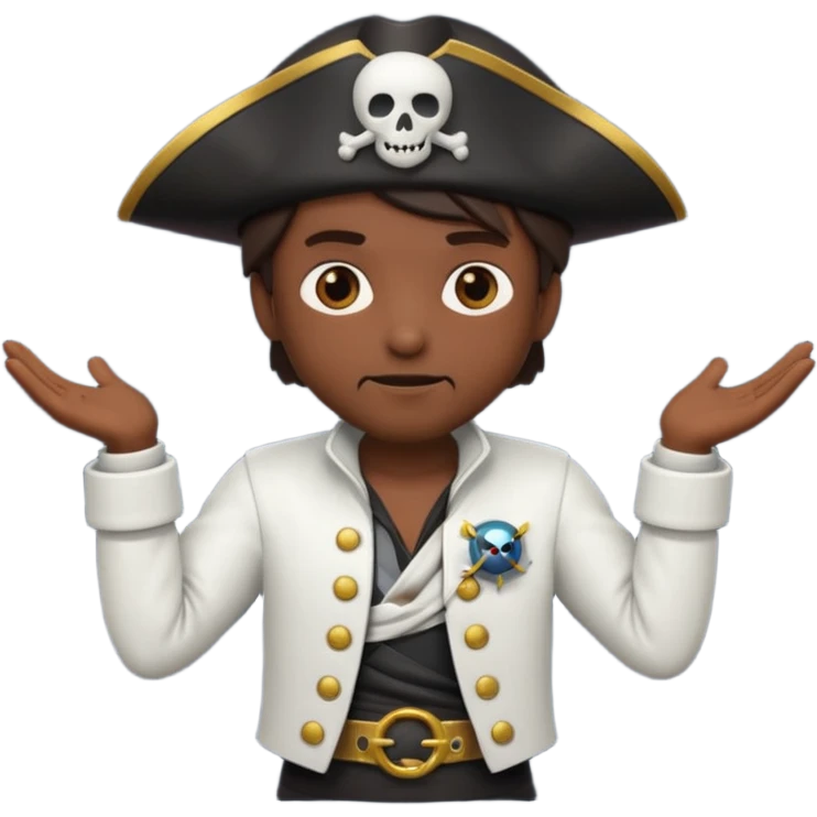 animated emoji for a player called prophet of doom I Dont Know shruging emote needs to be white male space pirate themed and dark emoji