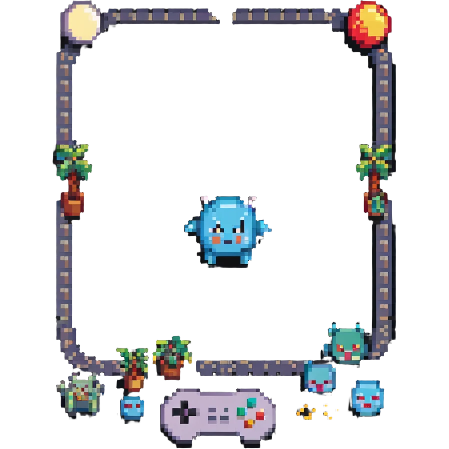 retro game advertisement poster emoji