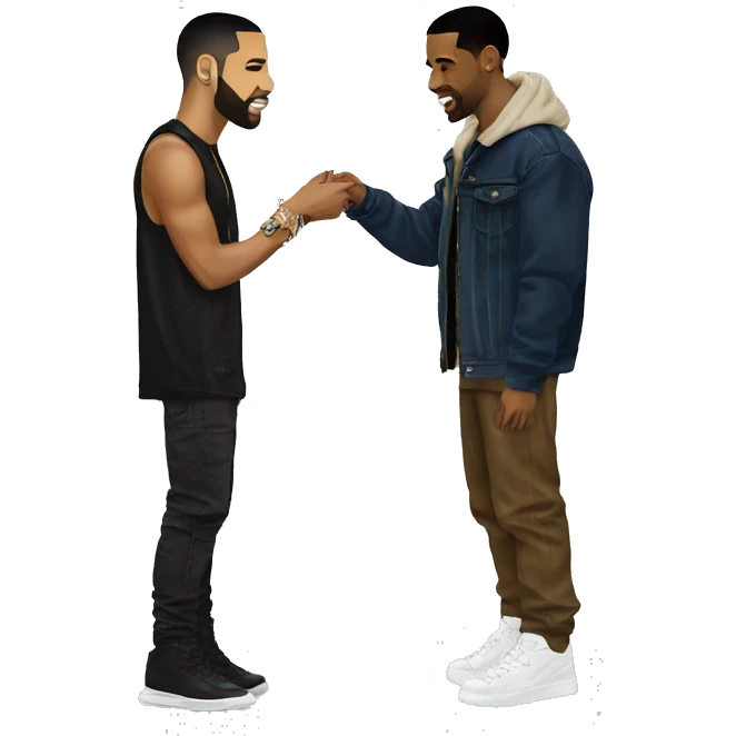 Travis Scott giving clothes to drake emoji