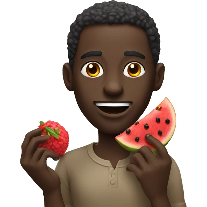 african man eating some red fruit emoji