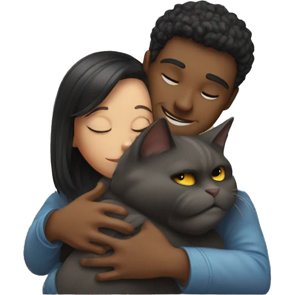 man hugging cat girl emoji