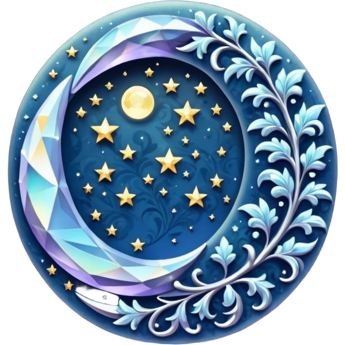 Crystal damask crescent moon emoji