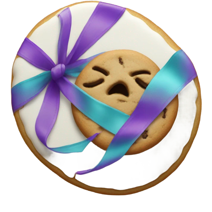 Purple and teal Suicide awareness ribbon on heart cookie emoji