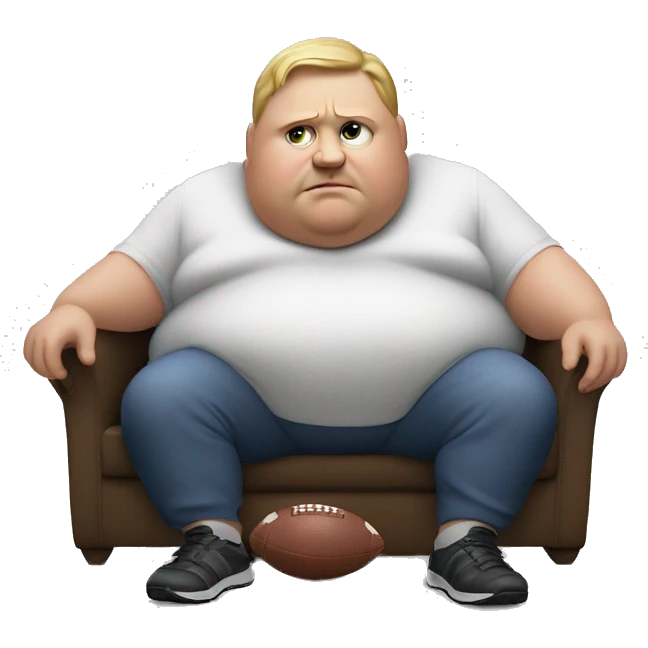 Morbidly obese man watching football emoji