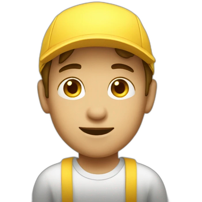 Boy wearing Yellow cap tube salesman emoji