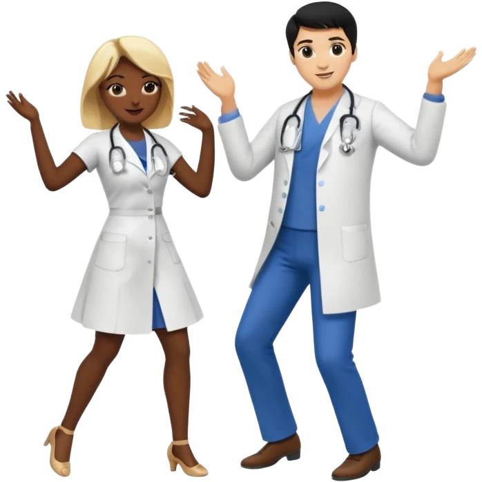 couple dancing full body a doctor black hair  woman blonde emoji