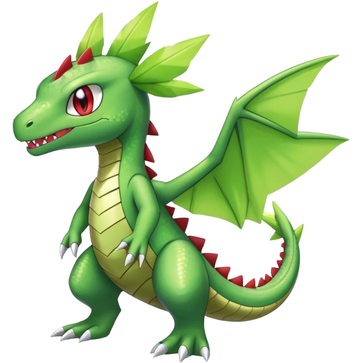 Shiny Cool Sparkly Cute Flygon-Tyranitar-Fakemon-hybrid-fusion with a scarf full body emoji