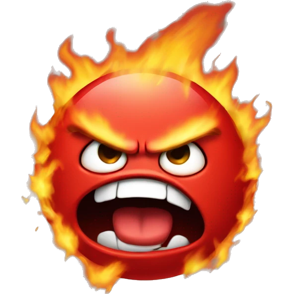 super angry emoji losing its temper with fire coming out and super red face emoji