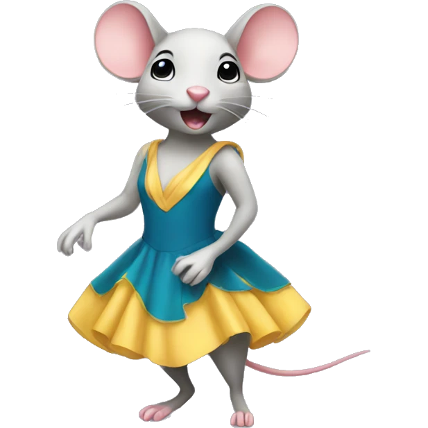 A mouse in a dress partying emoji