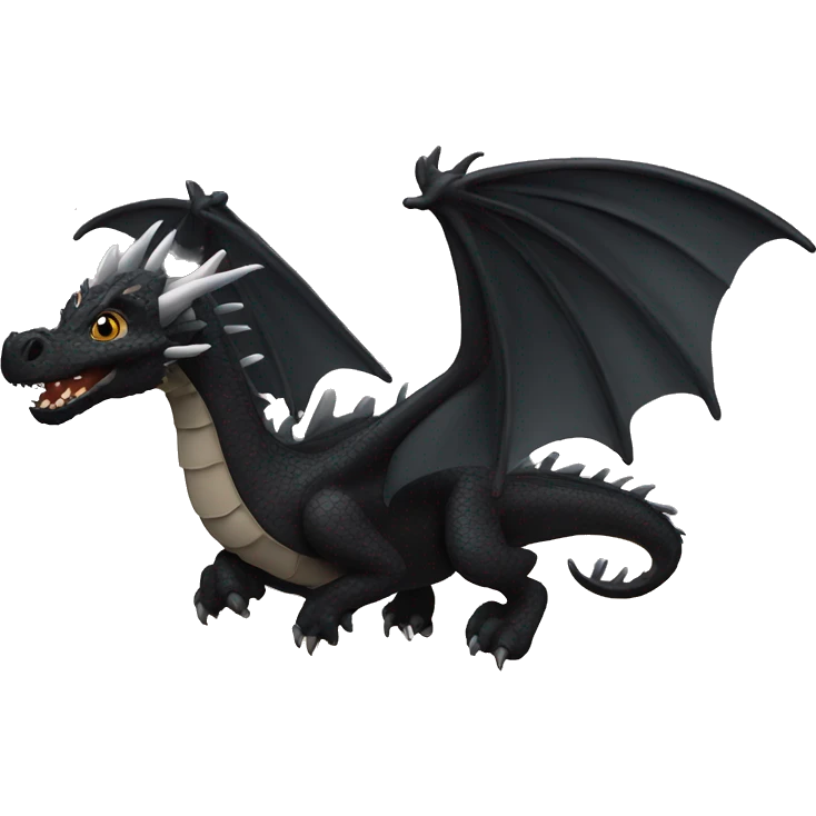 Black dragon flying with clouds in background emoji