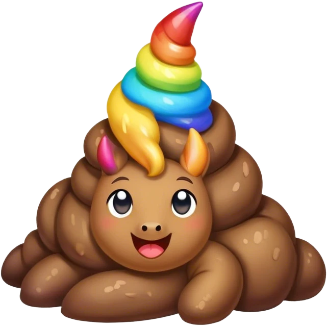 pile of poo with looking like a unicorn emoji
