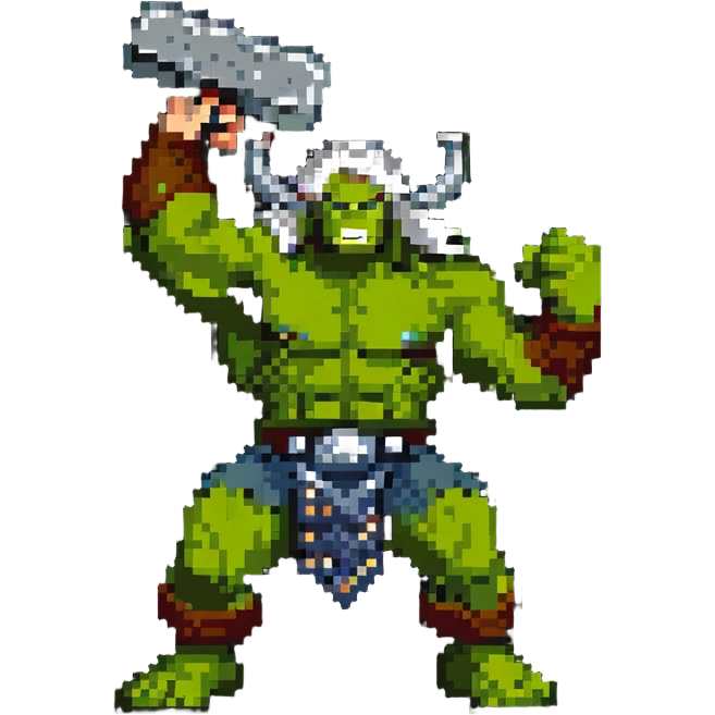 Hulk smashing with Thor's hammer emoji